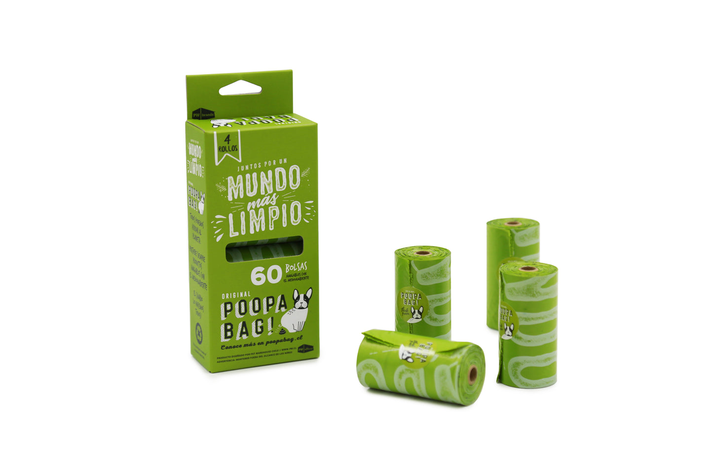 Bolsas para Fecas Biodegradables - Caja 4 Rollos x 15 Bolsas - Poopa Bag!