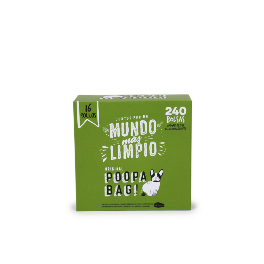 Bolsas para Fecas Biodegradables - Caja 16 Rollos x 15 Bolsas - Poopa Bag!