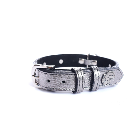 Collar Cuero 2.5 cm para Perros - Street Dogs - Silver