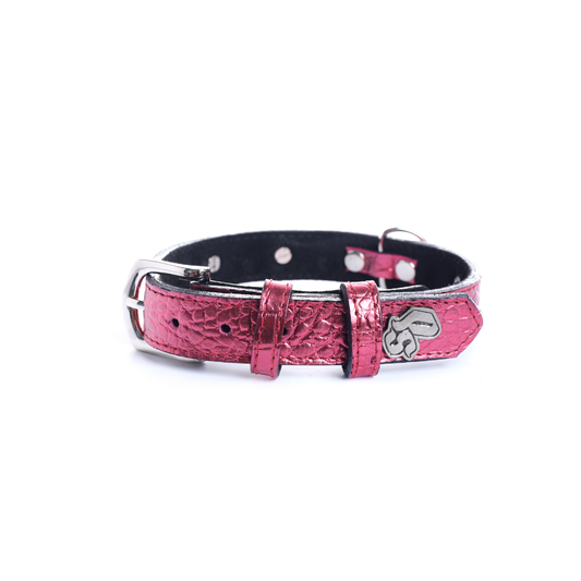 Collar Cuero 2.5 cm para Perros - Street Dogs - Metallic Pink