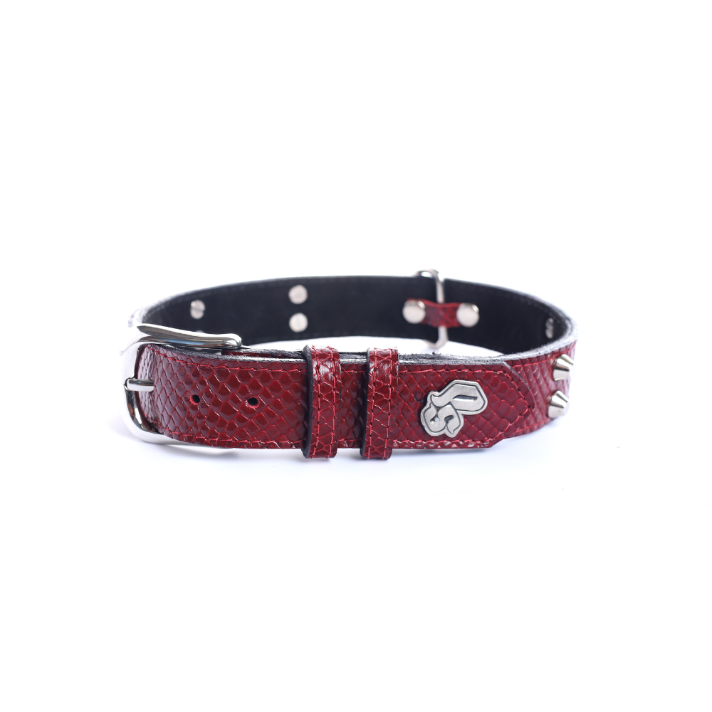 Collar Cuero 3 cm para Perros - Street Dogs - Dark Red