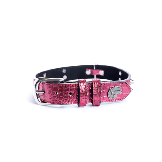 Collar Cuero 3 cm para Perros - Street Dogs - Metallic Pink