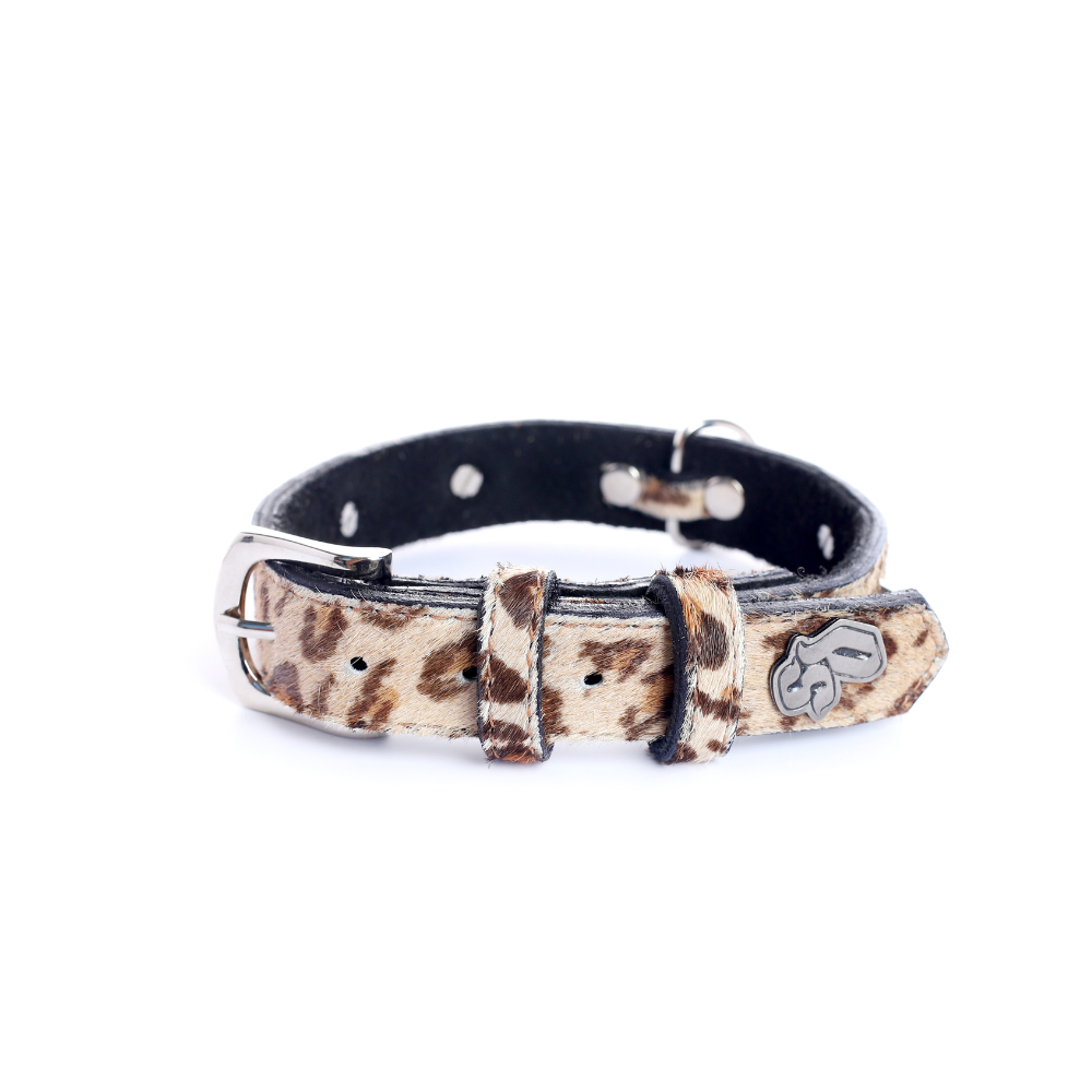 Collar Cuero 2.5 cm para Perros - Street Dogs - Animal Print Pelo Natural