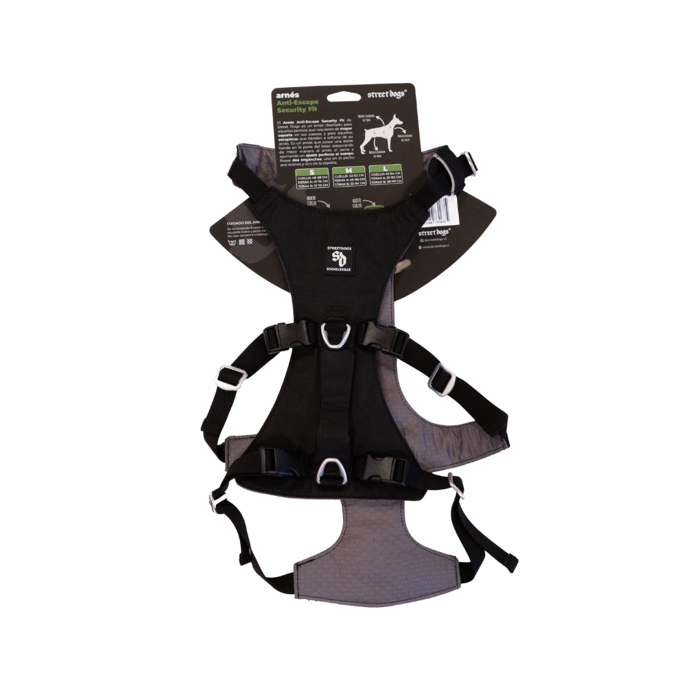 Arnés Anti-Escape Security Fit para Perros - Street Dogs - Black
