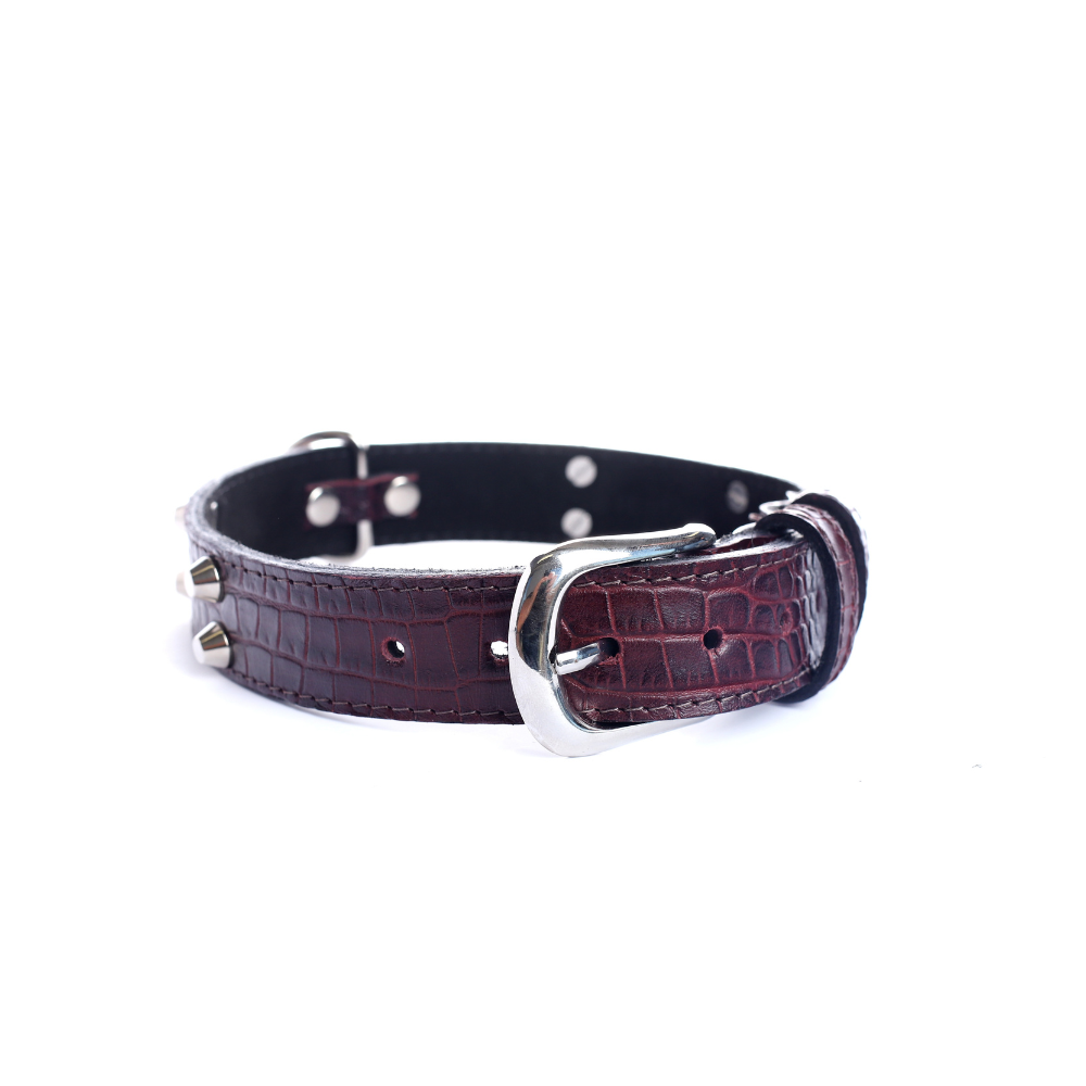Collar Cuero 3 cm para Perros - Street Dogs - Red Wine