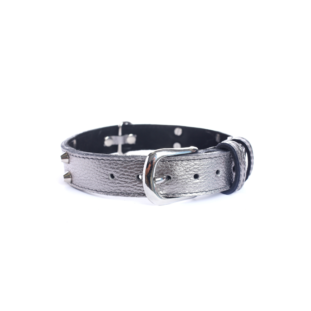 Collar Cuero 3 cm para Perros - Street Dogs - Silver