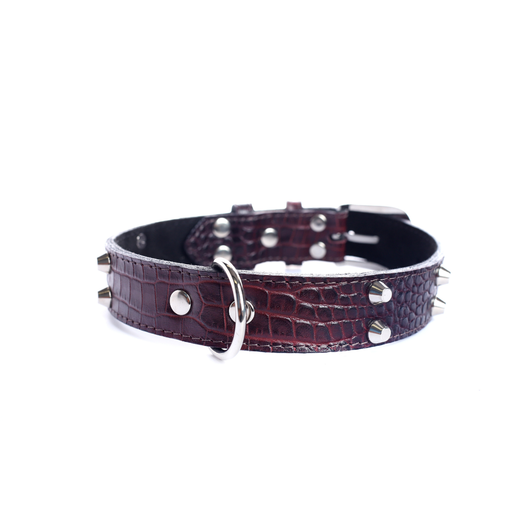 Collar Cuero 3 cm para Perros - Street Dogs - Red Wine