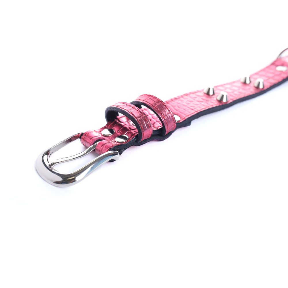Collar Cuero 3 cm para Perros - Street Dogs - Metallic Pink
