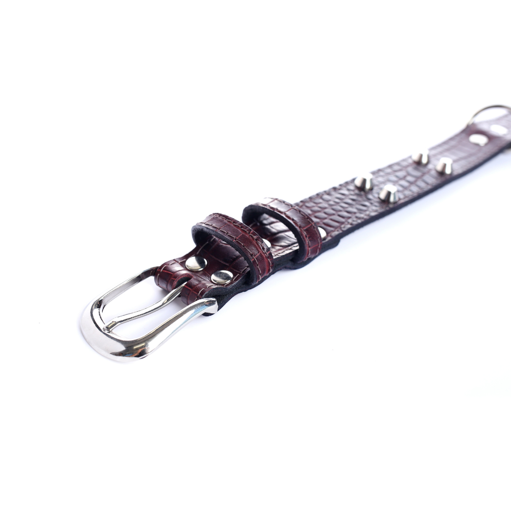 Collar Cuero 3 cm para Perros - Street Dogs - Red Wine