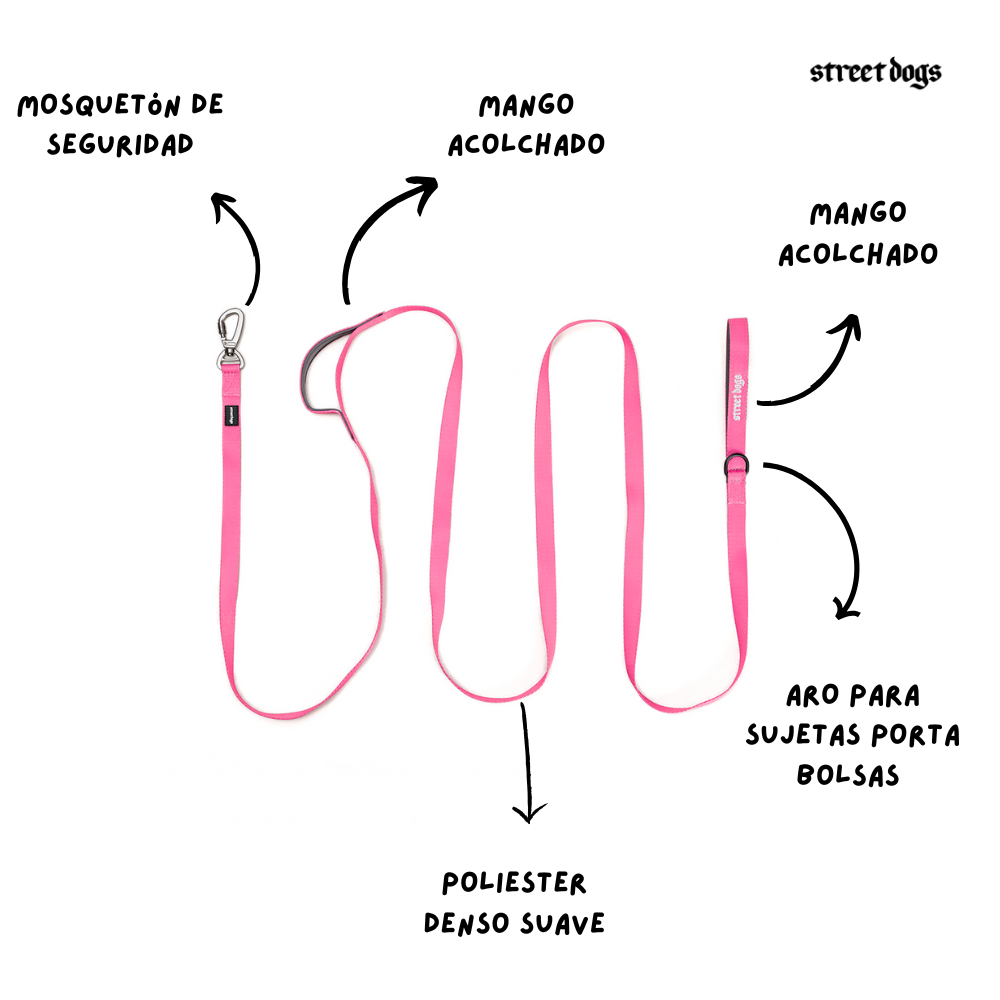 Correa Larga de Adiestramiento para Perros | 3 mts | Pink