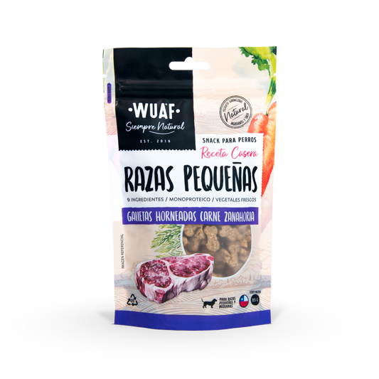 Wuaf Snack Razas Pequeñas -  Sabor Carne & Zanahoria - 85 Gr