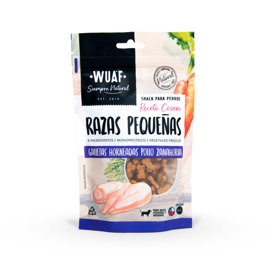 Wuaf Snack Razas Pequeñas -  Sabor Pollo & Zanahoria - 85 Gr