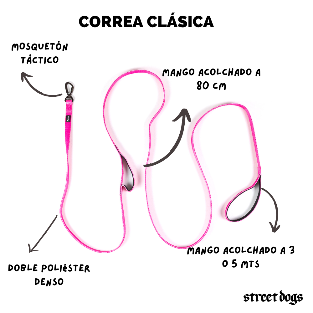 Correa Larga para Perros - Clásica | 3 mts | Pink